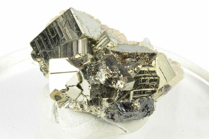 Striated, Cubic Pyrite Crystals - Peru #250268